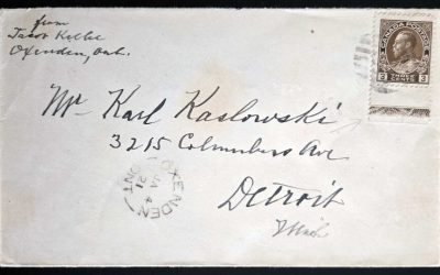Canada #108LW 4 Jan 1921 3c Admiral Lathework Cover, ex Hennok