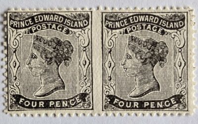 P.E.I. #9e, 9ii Mint 1868/70 4d Perf by Imperf Pair