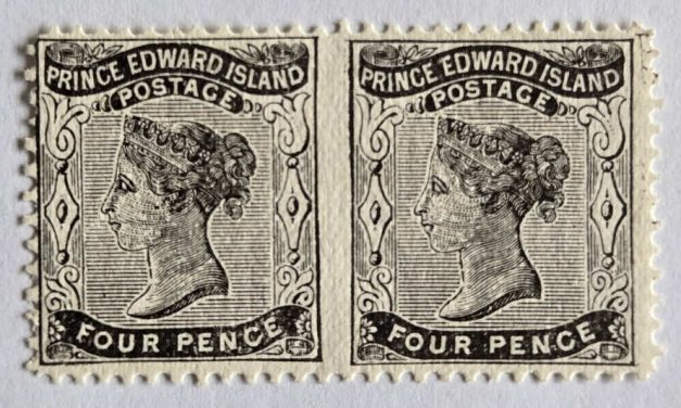 P.E.I. #9e, 9ii Mint 1868/70 4d Perf by Imperf Pair