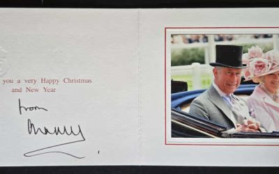 Charles and Camilla signed by Charles 2009 Royal Christmas Card