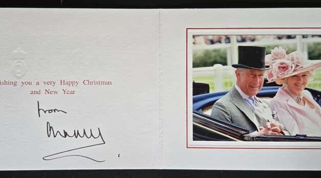Charles and Camilla signed by Charles 2009 Royal Christmas Card