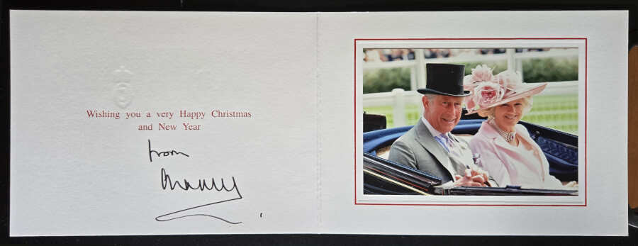 Charles and Camilla signed by Charles 2009 Royal Christmas Card