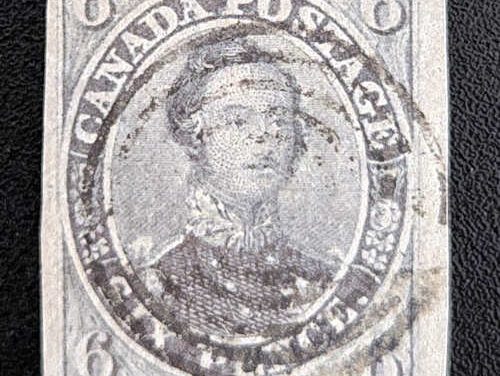 Canada #2b VF Used 1851 6d Albert shade, clear laid lines