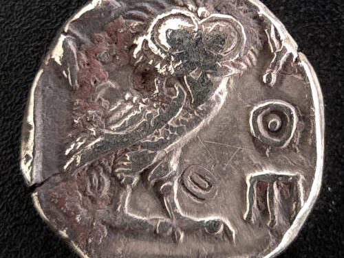 Athens/Attica 380BC 15.86gm Owl Silver Tetradrachm, banker’s mks