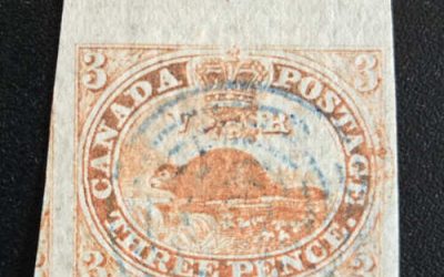 Canada #1 VF+ blue target Used 1851 3d Beaver