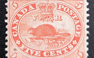 Canada #15 VF Mint HR 1859 5c Beaver, spot