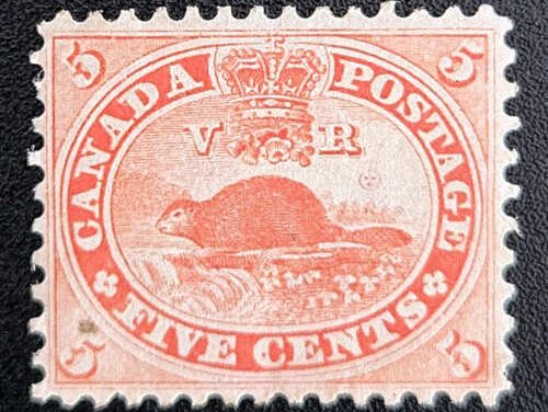 Canada #15 VF Mint HR 1859 5c Beaver, spot