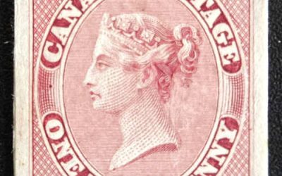 Canada #8TC VF 1858 1/2d Deep Rose Plate Proof