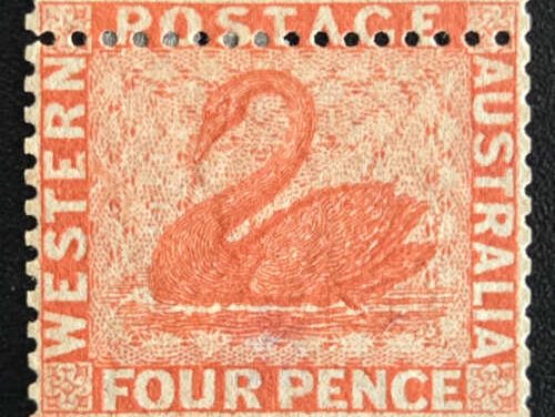Western Australia #25B Unu 1861 4d Swan Misperf