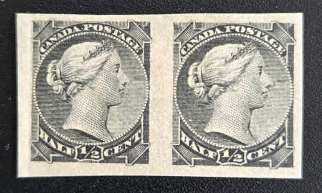 Canada #34a VF Mint 1882 1/2c SQ Imperforate Pair, 200 made