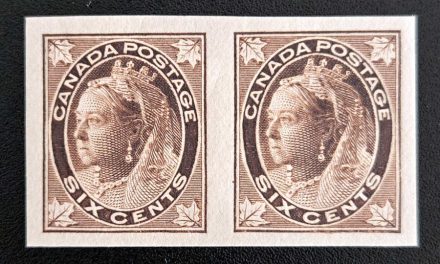 Canada #71a VF Mint LH 1897 6c QV Imperf Pair, 100 made