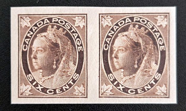 Canada #71a VF Mint LH 1897 6c QV Imperf Pair, 100 made