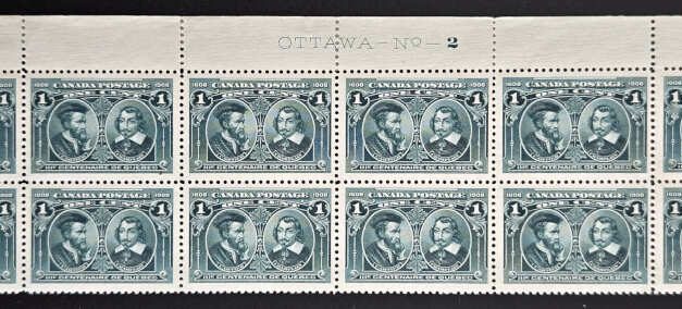 Canada #97i Fine Mint 8 NH 1908 1c Hairlines Pl. 2 Block (12)