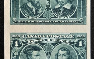 Canada #97ii VF Unu 1908 1c Quebec Imperf Pair, 100 made