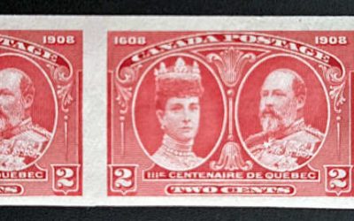 Canada #98b VFNH 1908 2c sht margin Imperf Pair, 100 made