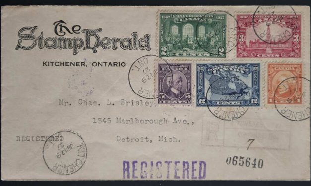 Canada #141-145 29 Jun 1927 Registered cross border FDC (5)