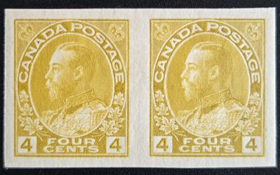 Canada #110a VF Mint 1922 4c Imperf Admiral Pair, 100 made