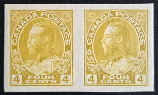 Canada #110a VF Mint 1922 4c Imperf Admiral Pair, 100 made
