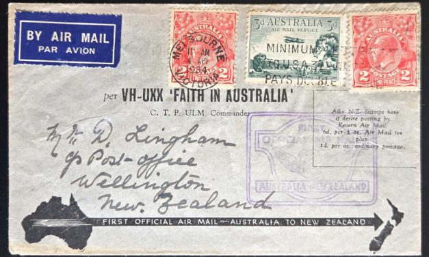 Australia #C1 4 Apr 1934 9d Faith in Australia FFC (3)