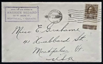 Canada #MR4LW 22 Feb 1918 War Tax Lathework Cover, ex Steinhart
