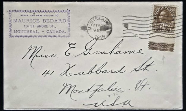 Canada #MR4LW 22 Feb 1918 War Tax Lathework Cover, ex Steinhart