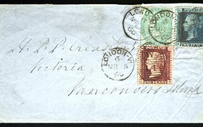 London 5 Mar 1860 3-colour incoming H.P.P. Crease Cover, ex Walske