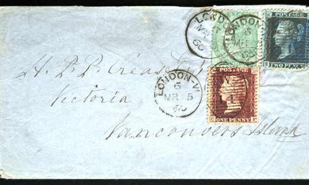 London 5 Mar 1860 3-colour incoming H.P.P. Crease Cover, ex Walske
