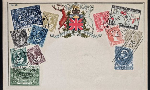 Province of B.C. Unu colour Stamp Cdn Stamp Postcard