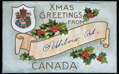 Christmas Greeting fr Peterborough, On w/ Christmas label Postcard