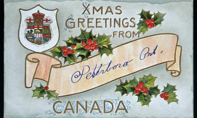 Christmas Greeting fr Peterborough, On w/ Christmas label Postcard