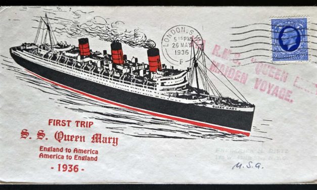 RMS Queen Mary 26 May 1936 2.5d Maiden Voyage Cover