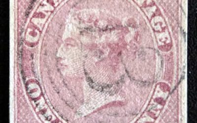 Canada #8 VF 4-ring Galt 13 (RF7) Used 1857 1/2d Rose