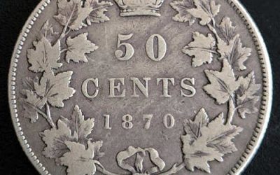 Canada VG10 1870 No LCW First Silver QV 50 Cents