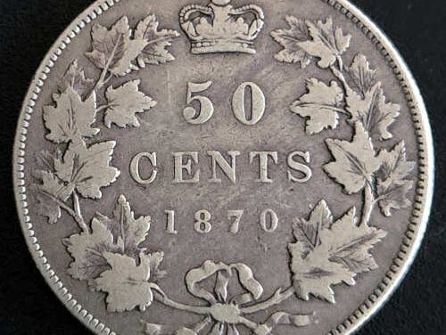 Canada VG10 1870 No LCW First Silver QV 50 Cents
