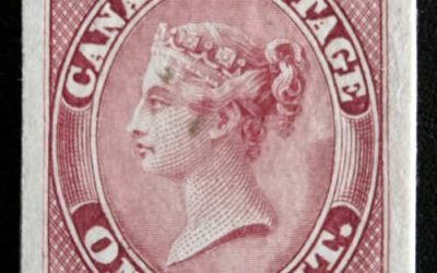 Canada #14P VF 1859 1c Deep Rose Plate Proof