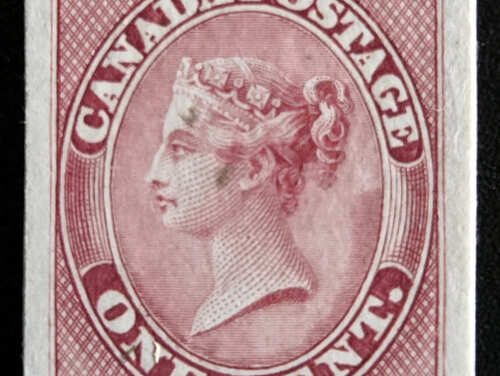 Canada #14P VF 1859 1c Deep Rose Plate Proof