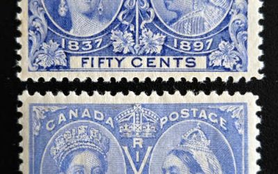 Canada #60 VFNH, 60ii VF Mint 1897 50c Jubilee shade duo