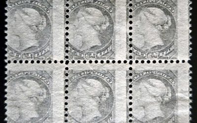 Canada #34 Fine Unu 1882 1/2c SQ Offset Block (6)