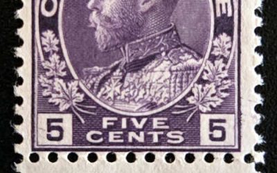 Canada #112LW Fine Mint 1922 5c Inverted Lathework