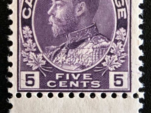 Canada #112LW Fine Mint 1922 5c Inverted Lathework