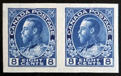 Canada #115a VF Mint 8c Admiral Imperforate Pair