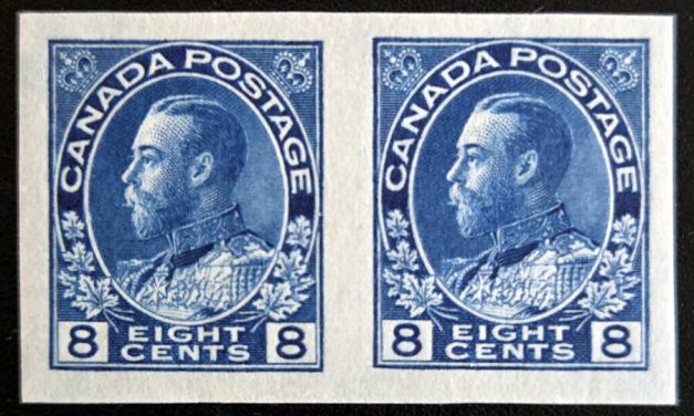 Canada #115a VF Mint 8c Admiral Imperforate Pair
