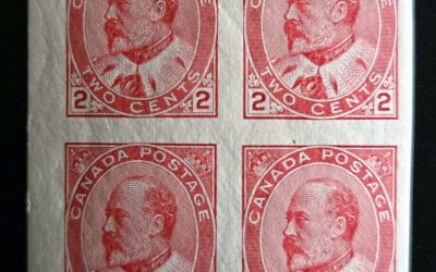 Canada #90A VF Mint 2 NH 1903 2c Ed VII Imperf Block (4)