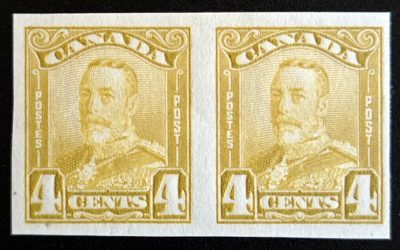 Canada #152a VF Mint 1929 4c Imperf Pair