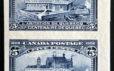Canada #99ii VF Unu 1908 5c Quebec Imperf Pair, 100 made