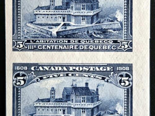 Canada #99ii VF Unu 1908 5c Quebec Imperf Pair, 100 made