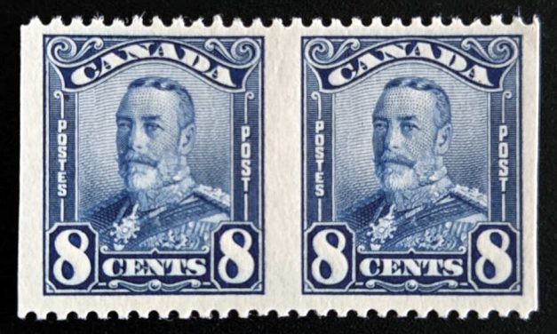 Canada #154b VF Mint LH 1928 8c Perf by Imperf Pair, 250 made