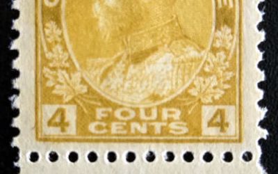 Canada #110LW VF Mint HR 1922 4c Type D Lathework Admiral