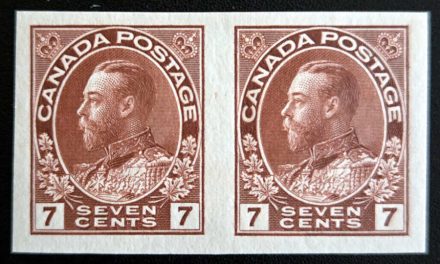 Canada #114a VF Mint 7c Admiral Imperf Pair, 50 made