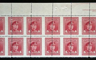 Canada #254 Never Hinged 1943 4c Misperf Plate 5 Block of 16